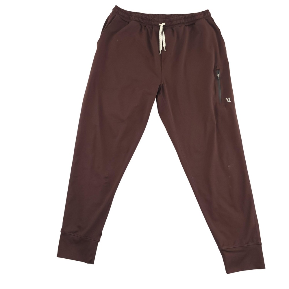 Vuori Sweatpants Mens XL Brown Knit Joggers Elastic Waist Zip Pocket Training